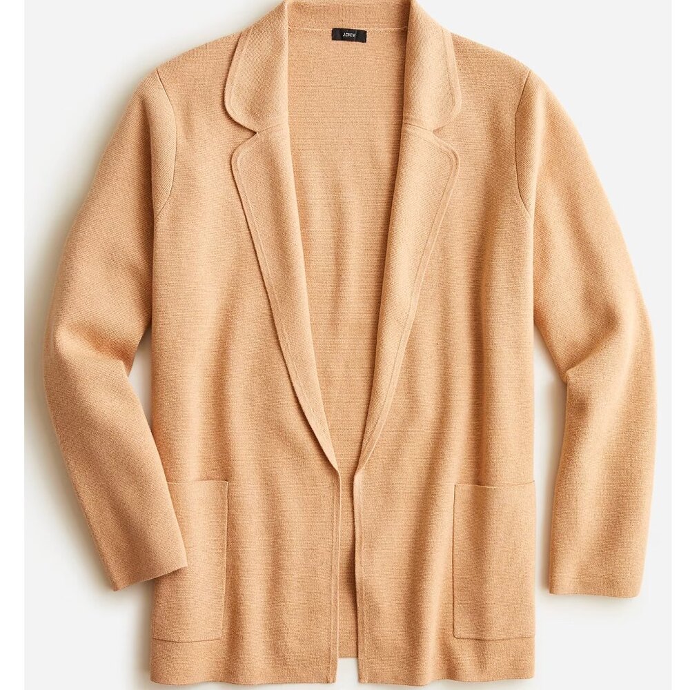 J Crew Eloise Sweater Blazer Camel Brown Cardigan Cotton Women's size M